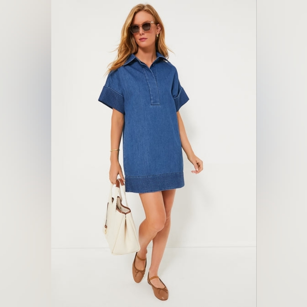 Tuckernuck Denim Trapunto Stitch Sofia Shirt Dress Size XXXL